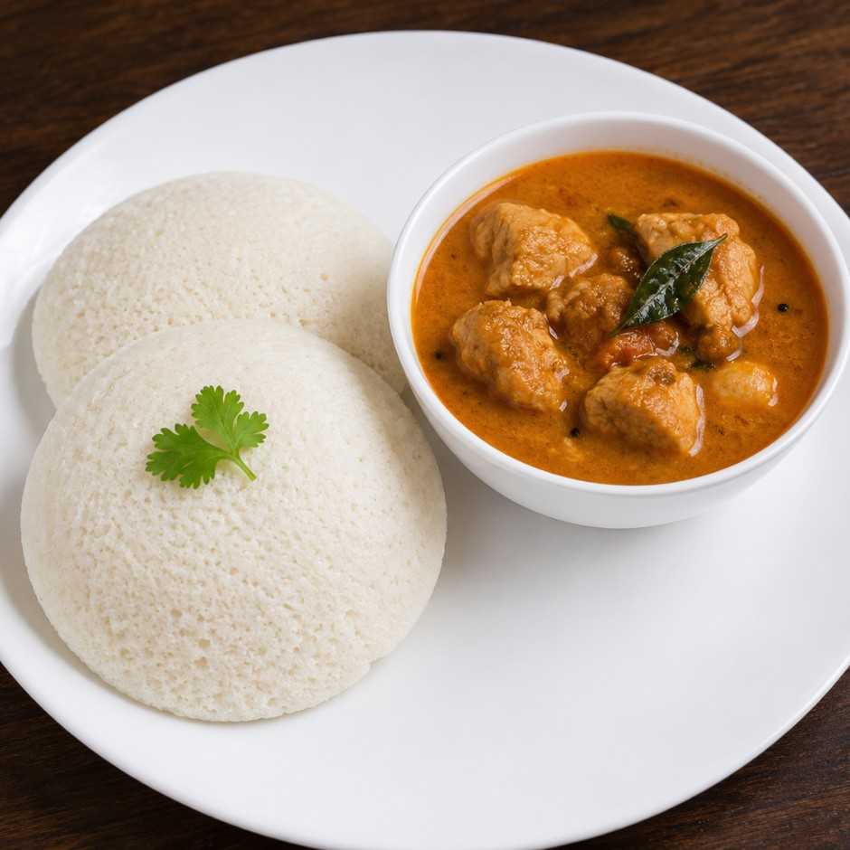 2 Idly w Chicken Kurma 8oz